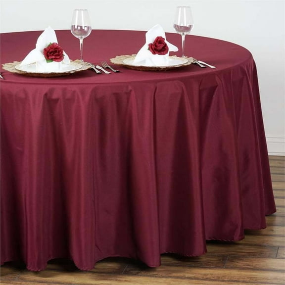 Efavormart Round Tablecloth, 108 Inch Stain & Wrinkle Resistant Washable Table Cloth, Decorative Polyester Fabric Table Cover for Banquet, Wedding, Dining- Burgundy