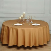 Efavormart Round Tablecloth, 108 Inch Stain & Wrinkle Resistant Washable Table Cloth, Decorative Polyester Fabric Table Cover for Banquet, Wedding, Dining- Gold