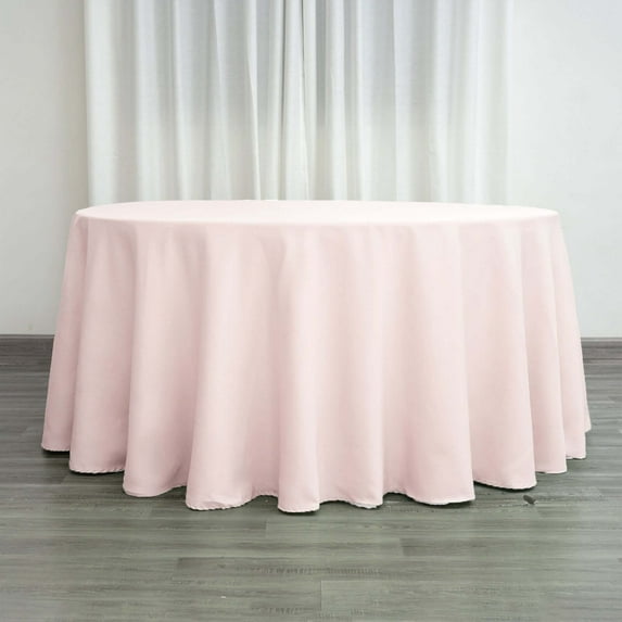 Efavormart Round Tablecloth, 132 Inch Stain & Wrinkle Resistant Washable Table Cloth, Decorative Polyester Fabric Table Cover for Banquet, Wedding, Dining- Blush