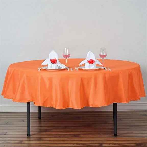 Efavormart Round Tablecloth, 90 Inch Stain & Wrinkle Resistant Washable Table Cloth, Decorative Polyester Fabric Table Cover for Banquet, Wedding, Dining- Orange