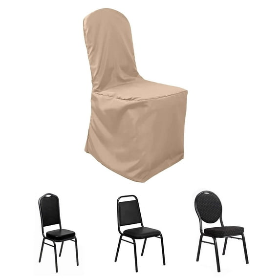 Efavormart Round Top Nude Polyester Banquet Chair Covers Linen Dinning Chair slipcover For Wedding Party Event Catering