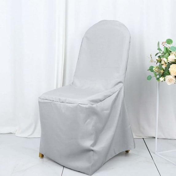 Efavormart Round Top Silver Polyester Banquet Chair Covers Linen Dinning Chair slipcover For Wedding Party Event Catering