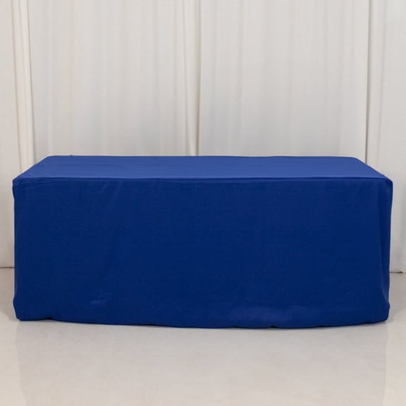 Efavormart Royal Blue Fitted Premium Polyester Rectangle Tablecloth 8ft Table Cover For 72"x30" Tables - 220GSM