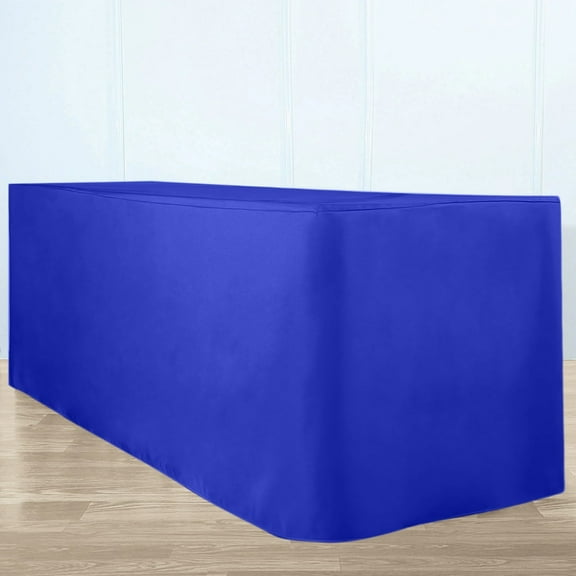 Efavormart Royal Blue Fitted Premium Polyester Rectangle Tablecloth 8ft Table Cover For 96"x30" Tables - 220GSM