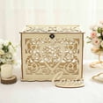 thumbnail image 1 of Efavormart Rustic Natural DIY "Mr. & Mrs." Wedding Card Box With Label Stand, Hollow Laser Cut Wooden Money Box - 12"X9", 1 of 11