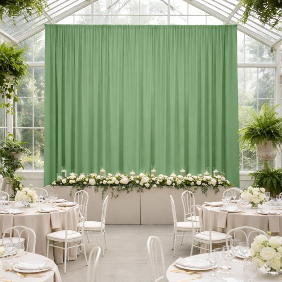 Efavormart Sage Green 4-Way Stretch Spandex Backdrop Curtain, Wrinkle-Free Event Drapes with Rod Pockets - 5ft x 20ft