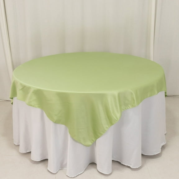 Efavormart Sage Green Lamour Satin Table Overlay, Square Tablecloth Topper - 72"x72"