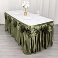 thumbnail image 1 of Efavormart Sage Green Satin Double Drape Table Skirt for Kitchen Dining Catering Wedding Birthday Party Decorations Events 14ft, 1 of 11