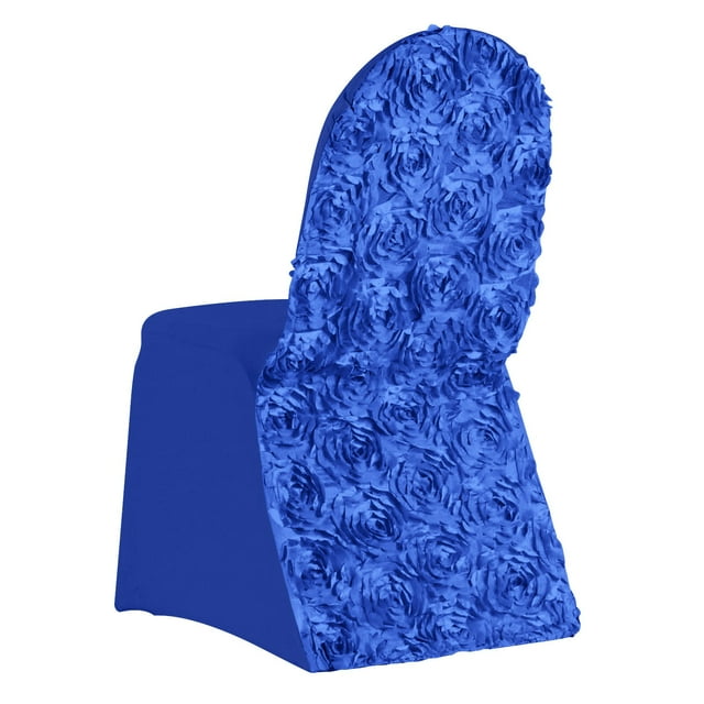 Efavormart Satin Rosette Royal Blue Stretch Banquet Spandex Chair Cover Dinning Event Slipcover ...