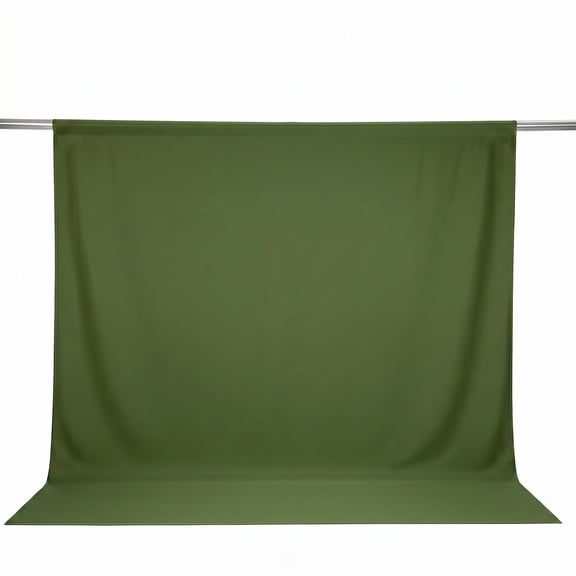 Efavormart Scuba Polyester Backdrop Curtain Olive Green 10ftx10ft Durable Flame Resistant Wrinkle-Free Event Drape Panel With Rod Pocket