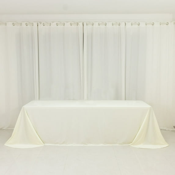 Efavormart Scuba Rectangular Tablecloth 90"x156" Ivory with Rounded Corners – Wrinkle Free, Stain Resistant, Seamless Table Cover