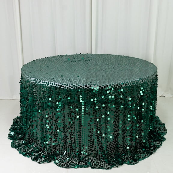 Efavormart Sequin Round Tablecloth 132" Hunter Emerald Green - Big Payette Table Cover