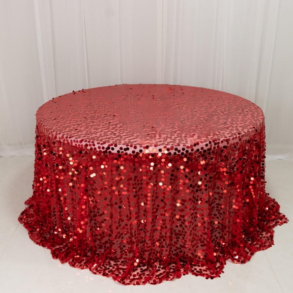 Efavormart Sequin Round Tablecloth 132" Red - Big Payette Table Cover