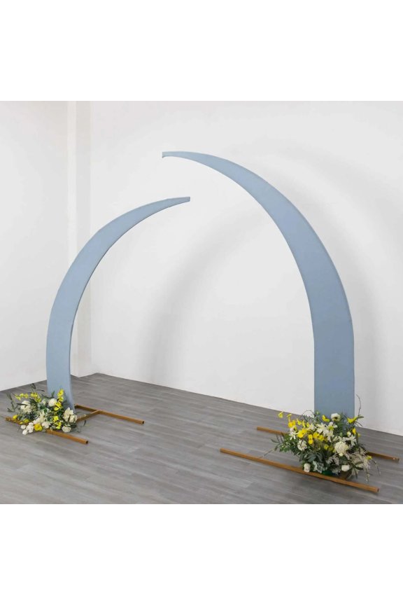 Set of 2 Dusty Blue Spandex Half Crescent Moon Wedding Arch Covers, Custom Fitted Backdrop Stand Cover for Curved Arbor Flower Balloon Frame