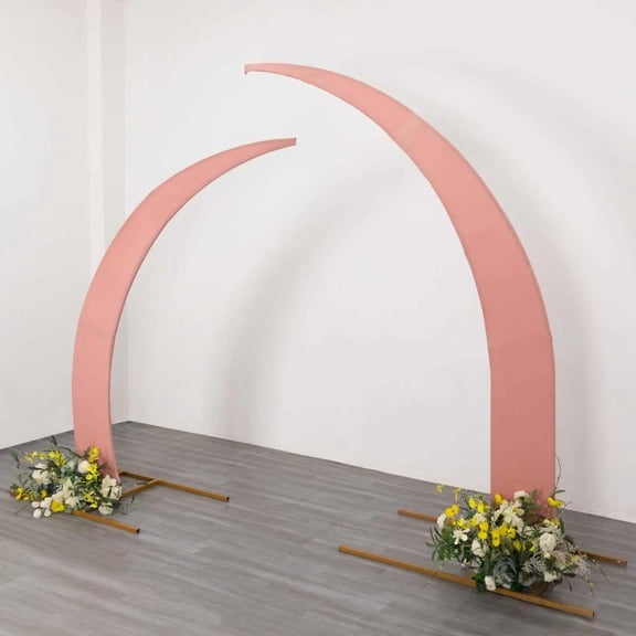 Efavormart Set of 2 Dusty Rose Spandex Half Crescent Moon Wedding Arch Covers, Custom Fitted Backdrop Stand Cover for Curved Arbor Flower Balloon Frame