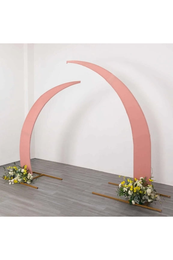 Set of 2 Dusty Rose Spandex Half Crescent Moon Wedding Arch Covers, Custom Fitted Backdrop Stand Cover for Curved Arbor Flower Balloon Frame