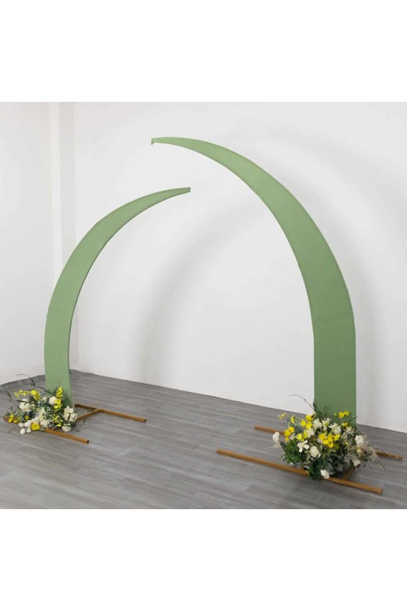 Set of 2 Sage Green Spandex Half Crescent Moon Wedding Arch Covers, Custom Fitted Backdrop Stand Cover for Curved Arbor Flower Balloon Frame