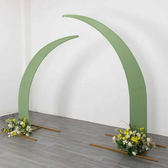 Efavormart Set of 2 Sage Green Spandex Half Crescent Moon Wedding Arch Covers, Custom Fitted Backdrop Stand Cover for Curved Arbor Flower Balloon Frame