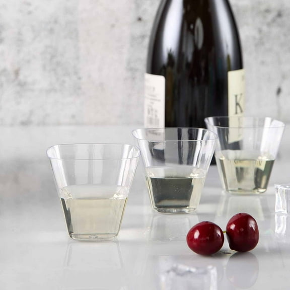 Efavormart Set of 24 - 4oz Clear Rounded Cube Disposable Plastic Cups for Wedding, Party, Banquet, Home, Picnic, Outdoor Dinnerware, Bar, Nightclub, Liquors, Champagne, Desserts, Cocktails