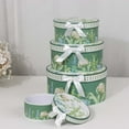 thumbnail image 1 of Efavormart Set of 4 Greenery Theme Nesting Gift Boxes With Lids, Round Stackable Heavy Duty Cardstock Keepsake Boxes, Cupcake Dessert Display Stand - 5",7",8",9", 1 of 5