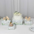 thumbnail image 1 of Efavormart Set of 4 White Green Floral Nesting Gift Boxes With Lids, Square Stackable Heavy Duty Cardstock Keepsake Boxes, Cupcake Dessert Display Stand - 6",7",8",9", 1 of 5