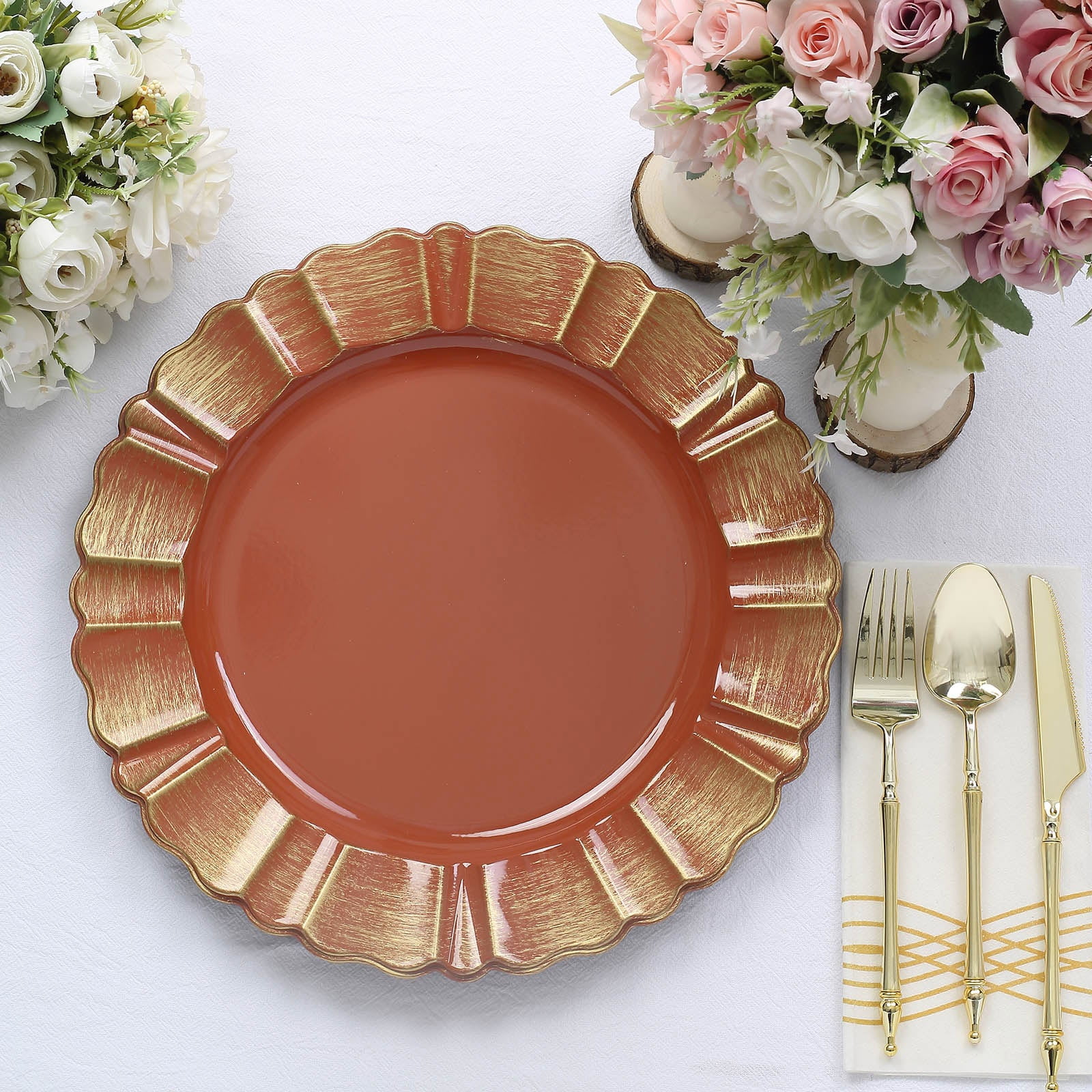 Efavormart Set of 6 13" Round Terracotta Plastic Charger Plates