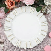 Efavormart Set of 6 - 13" Round - White Plastic Charger Plates With Waved Scalloped Rim for Wedding, Outdoor Receptions, Banquets, Holiday Dinner plates Chargers