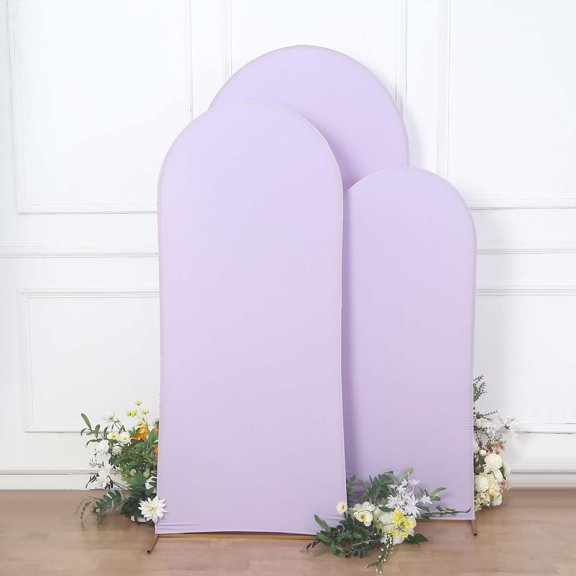 Efavormart Set Of 3 | Matte Lavender Spandex Fitted Wedding Arch Covers For Round Top Chiara Backdrop Stands - 5ft, 6ft, 7ft