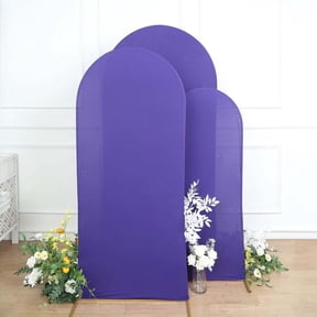 Efavormart Set Of 3 | Matte Purple Spandex Fitted Wedding Arch Covers For Round Top Chiara Backdrop Stands - 5ft, 6ft, 7ft