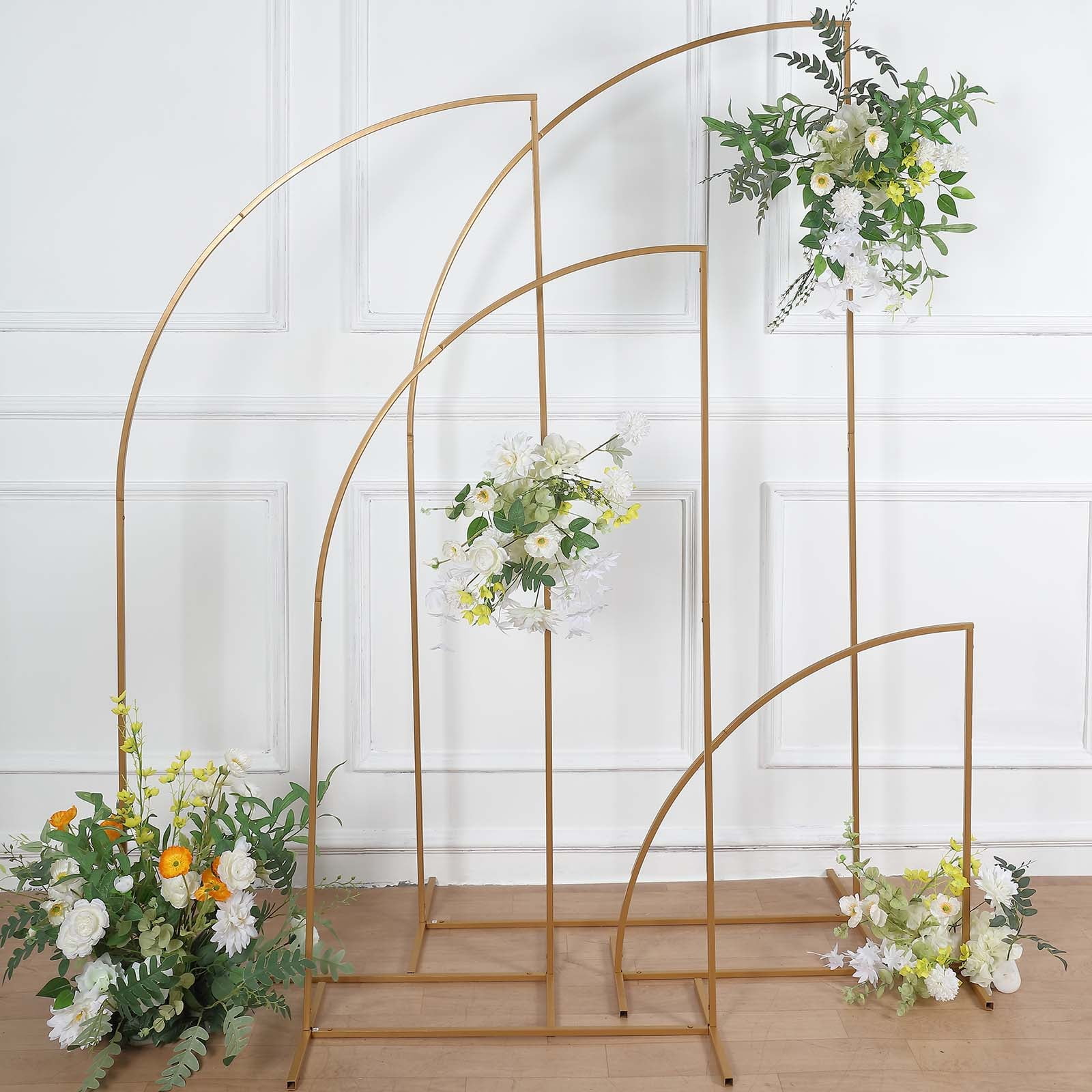 Efavormart Set of 4 Gold Metal Indoor Wedding Arches, Half Moon Floral ...