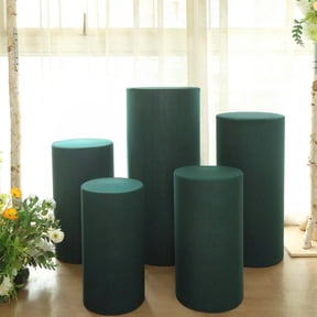 Efavormart Set Of 5 | Hunter Emerald Green Spandex Cylinder Plinth Display Box Stand Covers, Stretchable Pedestal Pillar Prop Covers - 160 GSM