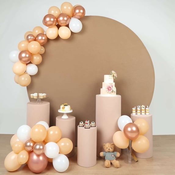 Efavormart Set Of 5 | Nude Spandex Cylinder Plinth Display Box Stand Covers, Stretchable Pedestal Pillar Prop Covers - 160 GSM