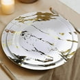 thumbnail image 1 of Efavormart Set of 10 | 8" Marble Disposable Plastic Plates, Dessert Salad Plates | Gold & White, 1 of 11