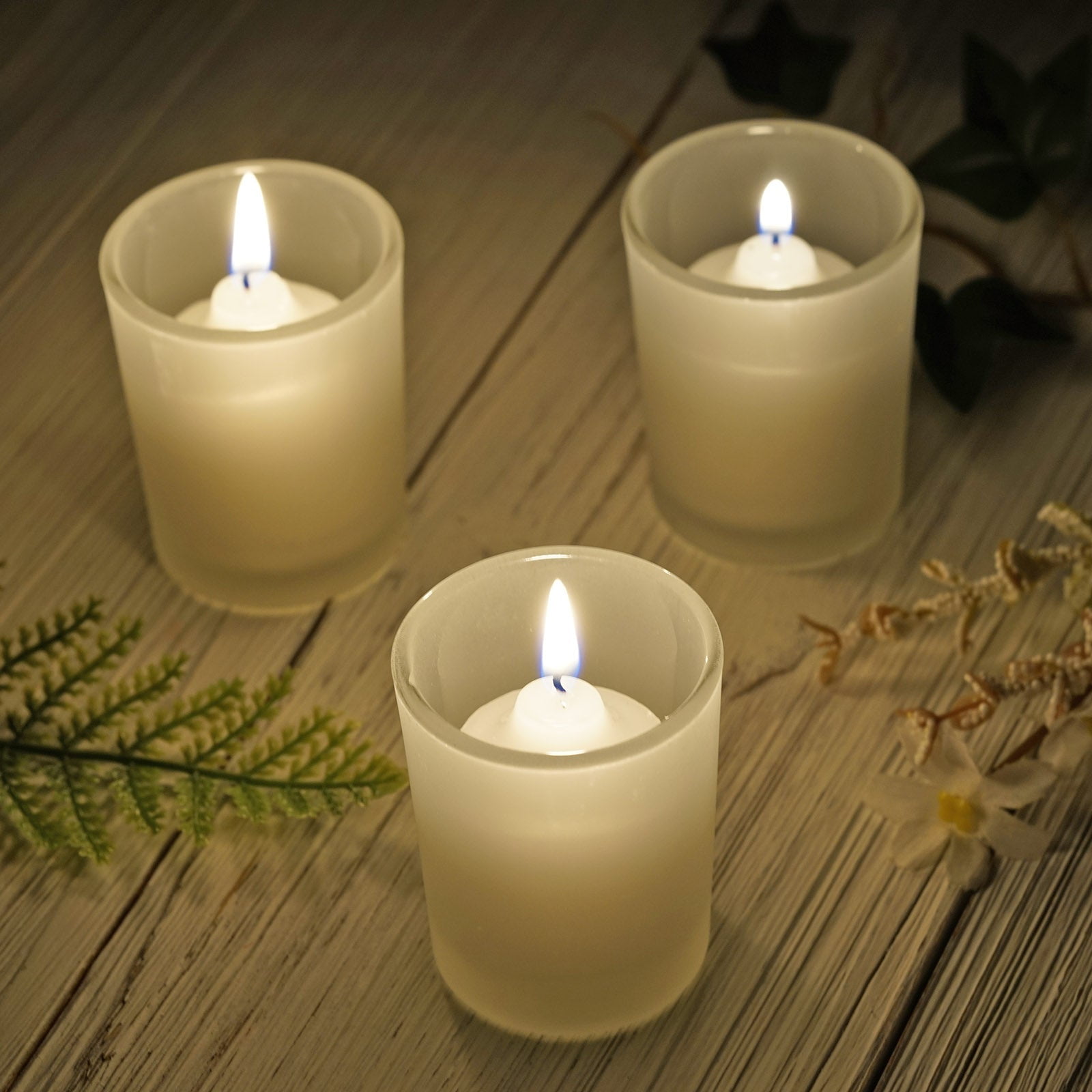Set of 12 Frosted Glass Votive Candle Holders