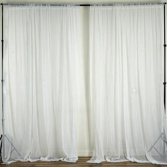 Efavormart Set of 2 2FTx10FT Fire Retardant White Sheer Voil Curtain Panel Backdrop For Window Wall Decoration - Premium Collection