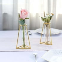 Efavormart Set of 2 | 6" Gold Metal Geometric Vase Wedding Centerpieces Test Tube Vase