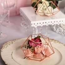 Efavormart Set of 2 Rose Gold Metal Hexagon Top Geometrical Tealight Candle Holders Flower Vase - 4"|3"