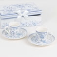 thumbnail image 1 of Efavormart Set of 2 White Blue Chinoiserie Porcelain Espresso Cups and Saucers with Matching Keepsake Gift Box, Bridal Shower Gift Set, 1 of 11