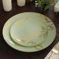 thumbnail image 1 of Efavormart Set of 20 Sage Green Plastic Party Plates With Metallic Gold Floral Design, Disposable Round Dinner and Dessert Plates - 10" / 7", 1 of 11