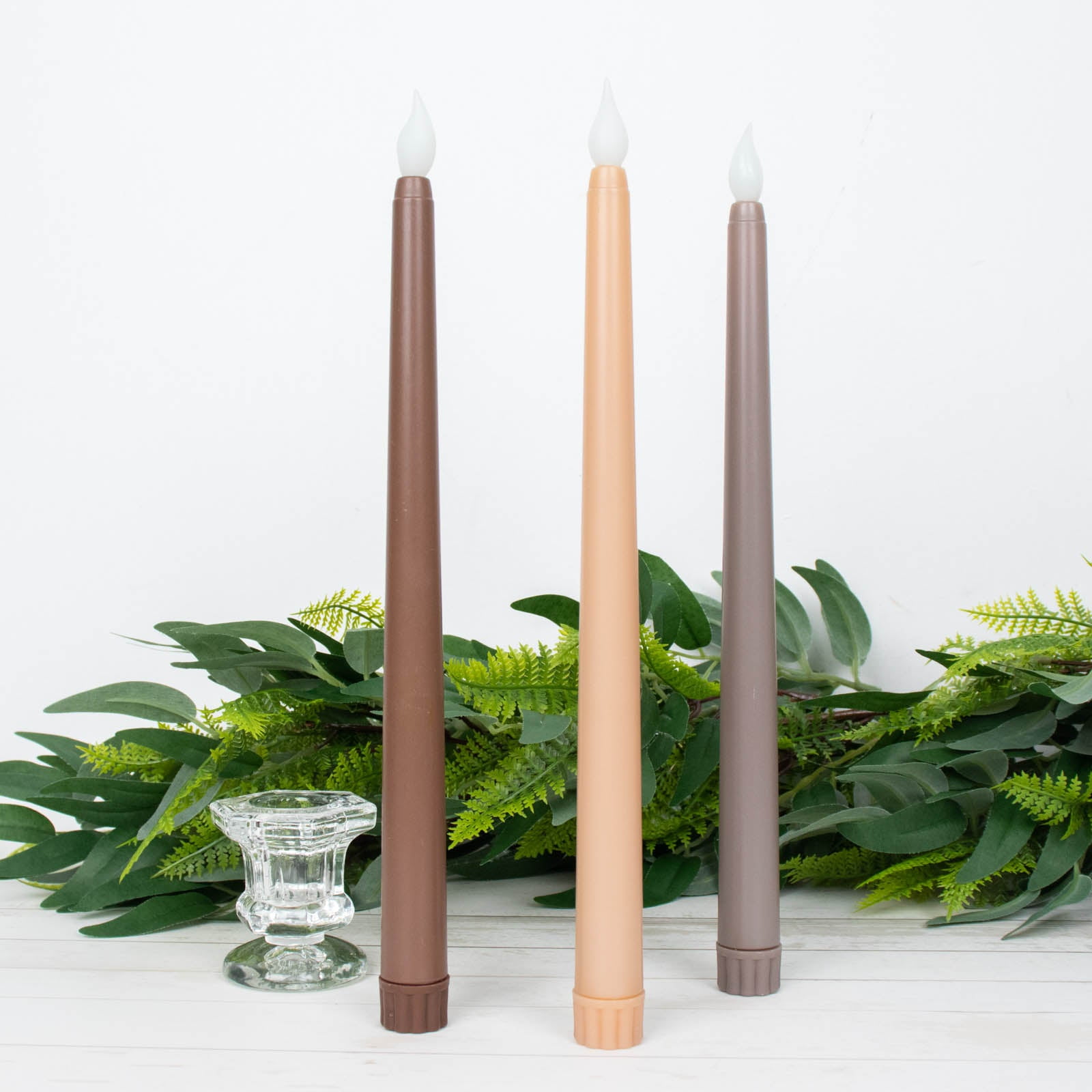 Assorted Warm Flickering Flameless LED Taper Candles Set of 3