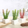 thumbnail image 1 of Efavormart Set of 3 | 8'' Assorted Sedum Oaxacanum Artificial Faux Succulent Mini Green Plant In White Ceramic Pot, 1 of 10