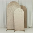 thumbnail image 1 of Efavormart Set of 3 Beige Crushed Velvet Chiara Wedding Arch Covers for Round Top Backdrop Stands 5ft, 6ft, 7ft, 1 of 5