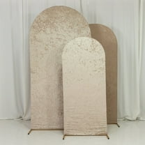 Efavormart Set of 3 Beige Crushed Velvet Chiara Wedding Arch Covers for Round Top Backdrop Stands 5ft, 6ft, 7ft