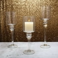 thumbnail image 1 of Efavormart Set of 3 Clear Long Stem Glass Cylinder Flower Vase Tabletop Candle Holders, 1 of 6