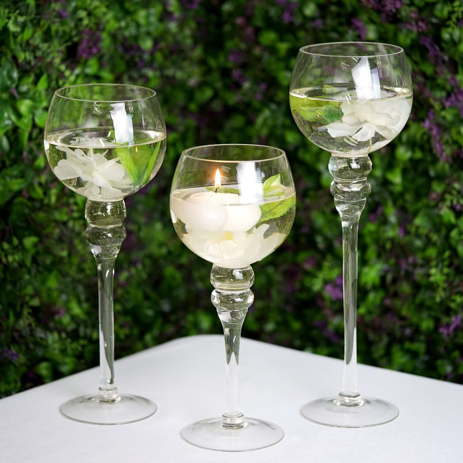 Efavormart Set of 3 | Clear Long Stem Globe Glass Vase Tabletop Candle  Holders Wedding Party Centerpiece Decoration - Walmart.com