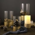 thumbnail image 1 of Efavormart Set of 3 Glass Cylinder Vases with Gold Honeycomb Base Glass Candle Holders - 6" | 8" | 10", 1 of 5