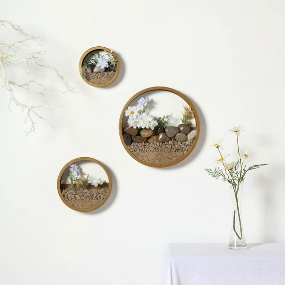 Efavormart Set of 3 | Gold Half Moon Wall Planters, Round Metal Wall Hanging Planter, Modern Indoor/Outdoor Terrarium - 6"|8"|12"