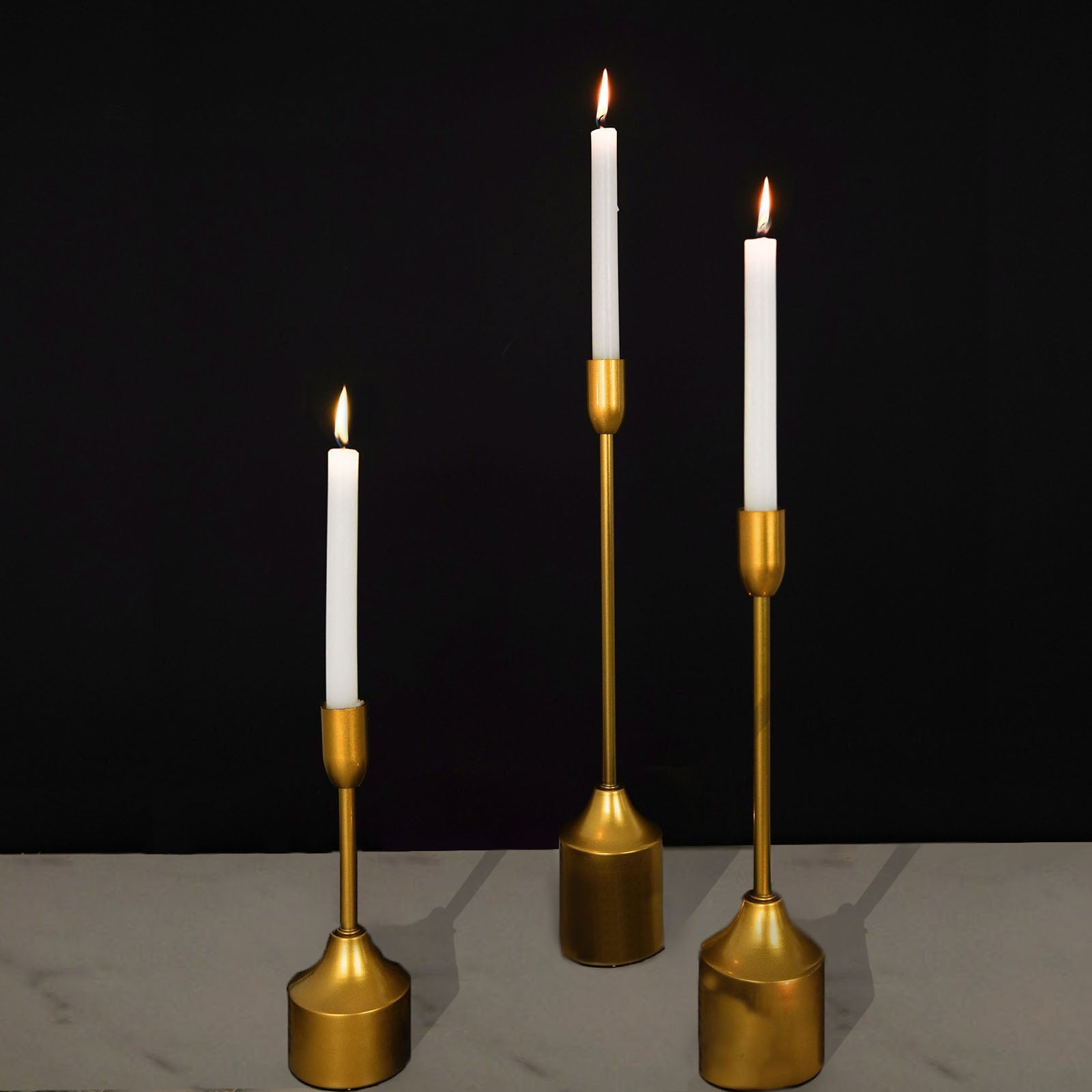 Efavormart Set of 3 | Gold Taper Candle Holder Set, Metal Candlestick  Holders For Birthday Parties Events - 9,12,16