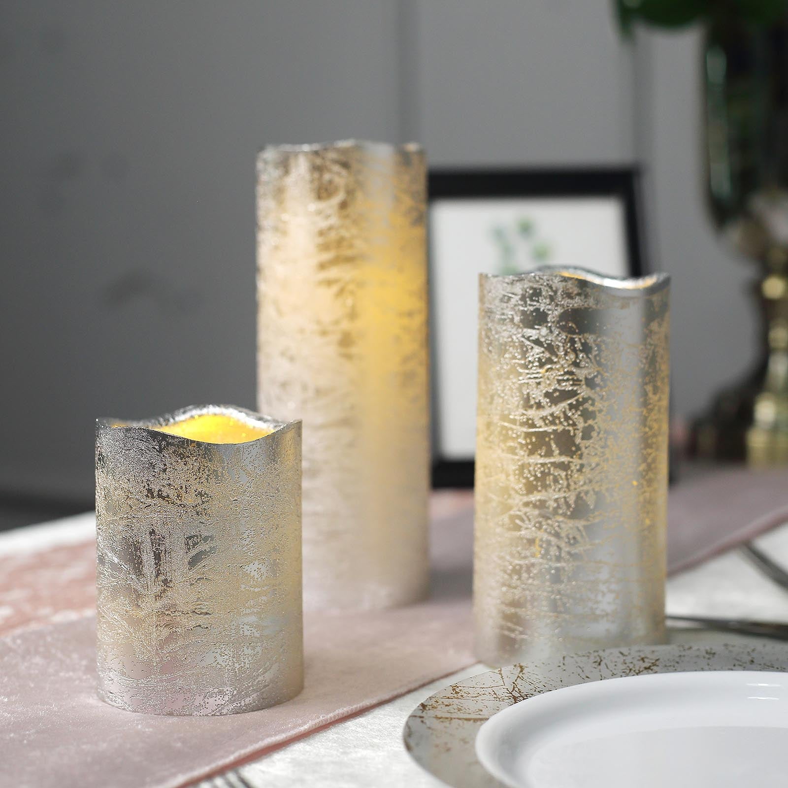 Brite Star 8 ct Pillar Candle, Glitter Silver