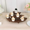 thumbnail image 1 of Efavormart Set of 3 Rustic Brown Wood 3-Tier Semicircle Dessert Pedestals, Half Moon Cupcake Display Risers 7", 13", 18", 1 of 11